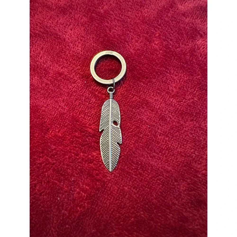 Antiqued Silver Tone Metal Feather Boho Charm Accessory
